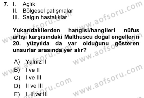 Dünya Ekonomisi Dersi 2022 - 2023 Yılı Yaz Okulu Sınav Soruları 7. Soru