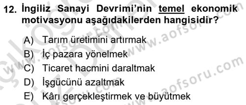 Dünya Ekonomisi Dersi 2024 - 2025 Yılı (Vize) Ara Sınav Soruları 12. Soru