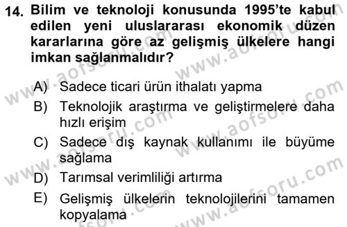 Dünya Ekonomisi Dersi Ara Sınavı Deneme Sınav Soruları 14. Soru