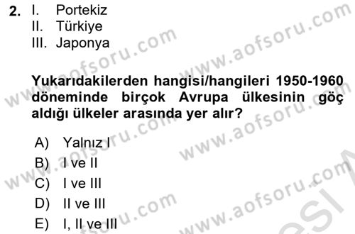 Dünya Ekonomisi Dersi Ara Sınavı Deneme Sınav Soruları 2. Soru