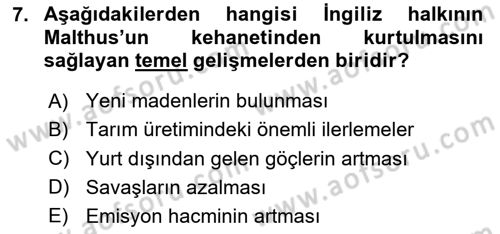 Dünya Ekonomisi Dersi 2024 - 2025 Yılı (Vize) Ara Sınav Soruları 7. Soru