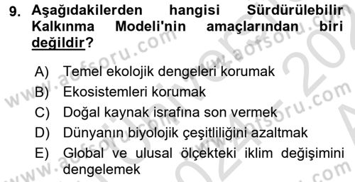 Dünya Ekonomisi Dersi Ara Sınavı Deneme Sınav Soruları 9. Soru