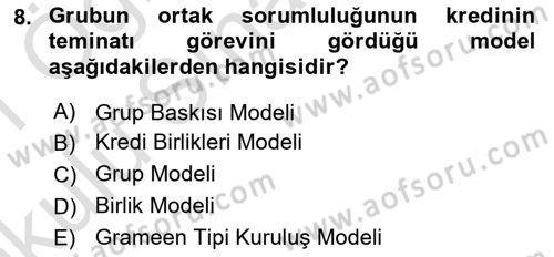 Dış Ticarette Girişimcilik Dersi 2020 - 2021 Yılı Yaz Okulu Sınav Soruları 8. Soru