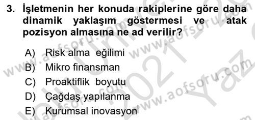 Dış Ticarette Girişimcilik Dersi 2021 - 2022 Yılı Yaz Okulu Sınav Soruları 3. Soru
