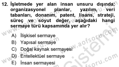 Dış Ticarette Girişimcilik Dersi 2023 - 2024 Yılı (Vize) Ara Sınav Soruları 12. Soru