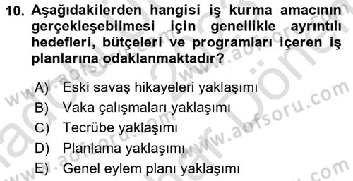 Dış Ticarette Girişimcilik Dersi 2023 - 2024 Yılı (Final) Dönem Sonu Sınav Soruları 10. Soru