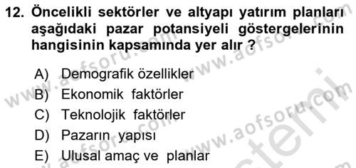 Dış Ticarette Girişimcilik Dersi 2023 - 2024 Yılı (Final) Dönem Sonu Sınav Soruları 12. Soru