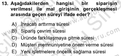 Dış Ticarette Girişimcilik Dersi 2023 - 2024 Yılı (Final) Dönem Sonu Sınav Soruları 13. Soru