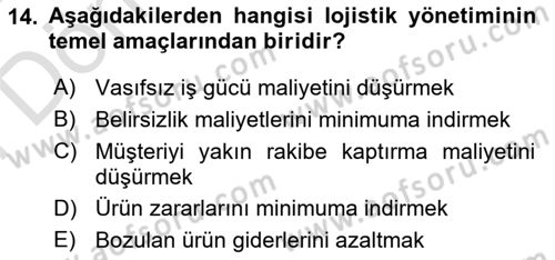 Dış Ticarette Girişimcilik Dersi 2023 - 2024 Yılı (Final) Dönem Sonu Sınav Soruları 14. Soru