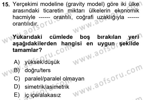 Dış Ticarette Girişimcilik Dersi 2023 - 2024 Yılı (Final) Dönem Sonu Sınav Soruları 15. Soru