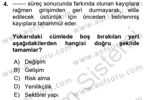 Dış Ticarette Girişimcilik Dersi 2023 - 2024 Yılı (Final) Dönem Sonu Sınav Soruları 4. Soru
