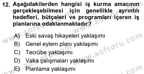 Dış Ticarette Girişimcilik Dersi 2023 - 2024 Yılı Yaz Okulu Sınav Soruları 12. Soru