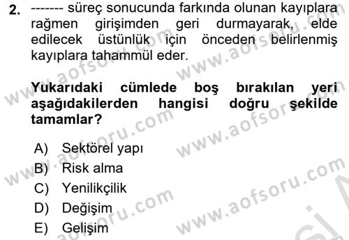 Dış Ticarette Girişimcilik Dersi 2023 - 2024 Yılı Yaz Okulu Sınav Soruları 2. Soru