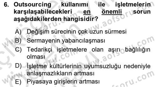Dış Ticarette Girişimcilik Dersi 2023 - 2024 Yılı Yaz Okulu Sınav Soruları 6. Soru