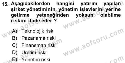 Dış Ticarette Girişimcilik Dersi 2024 - 2025 Yılı (Vize) Ara Sınav Soruları 15. Soru