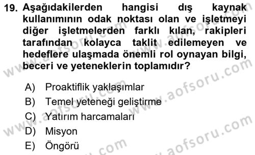 Dış Ticarette Girişimcilik Dersi 2024 - 2025 Yılı (Vize) Ara Sınav Soruları 19. Soru
