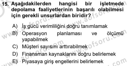 Dış Ticarette Girişimcilik Dersi 2024 - 2025 Yılı Yaz Okulu Sınav Soruları 15. Soru