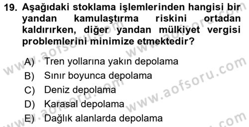 Dış Ticarette Girişimcilik Dersi 2024 - 2025 Yılı Yaz Okulu Sınav Soruları 19. Soru