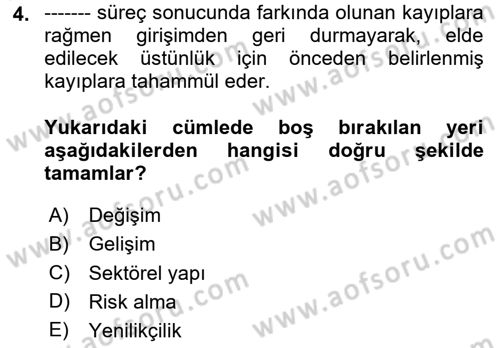 Dış Ticarette Girişimcilik Dersi 2024 - 2025 Yılı Yaz Okulu Sınav Soruları 4. Soru