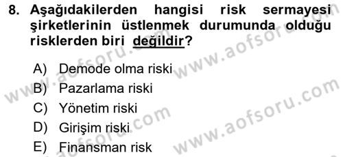 Dış Ticarette Girişimcilik Dersi 2024 - 2025 Yılı Yaz Okulu Sınav Soruları 8. Soru