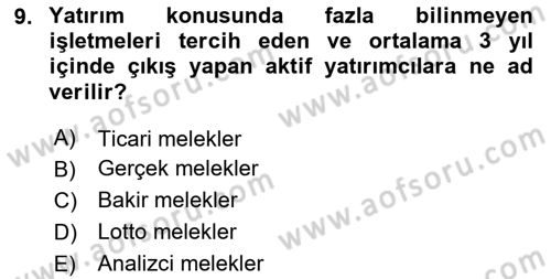 Dış Ticarette Girişimcilik Dersi 2024 - 2025 Yılı Yaz Okulu Sınav Soruları 9. Soru
