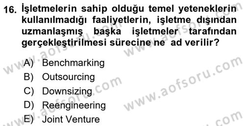Dış Ticarette Girişimcilik Dersi 2025 - 2026 Yılı (Vize) Ara Sınav Soruları 16. Soru