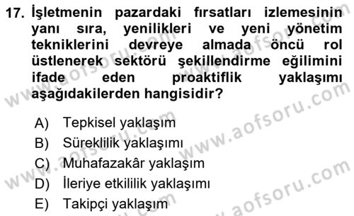 Dış Ticarette Girişimcilik Dersi 2025 - 2026 Yılı (Vize) Ara Sınav Soruları 17. Soru