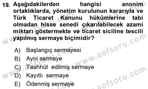 Dış Ticarette Girişimcilik Dersi 2025 - 2026 Yılı (Vize) Ara Sınav Soruları 19. Soru