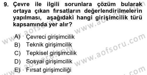 Dış Ticarette Girişimcilik Dersi 2025 - 2026 Yılı (Vize) Ara Sınav Soruları 9. Soru