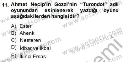 Türk Tiyatrosu Dersi 2014 - 2015 Yılı (Vize) Ara Sınav Soruları 11. Soru