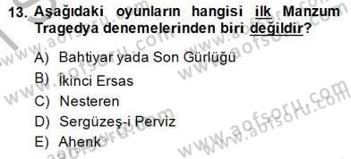 Türk Tiyatrosu Dersi 2014 - 2015 Yılı (Vize) Ara Sınav Soruları 13. Soru