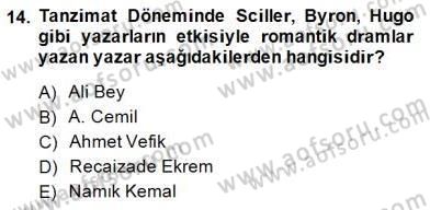 Türk Tiyatrosu Dersi 2014 - 2015 Yılı (Vize) Ara Sınav Soruları 14. Soru