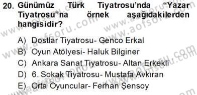 Türk Tiyatrosu Dersi 2014 - 2015 Yılı (Final) Dönem Sonu Sınav Soruları 20. Soru