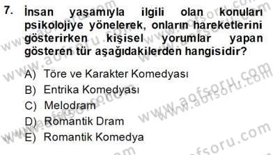 Türk Tiyatrosu Dersi 2014 - 2015 Yılı (Final) Dönem Sonu Sınav Soruları 7. Soru
