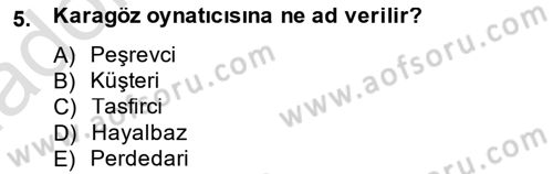 Türk Tiyatrosu Dersi 2014 - 2015 Yılı Tek Ders Sınav Soruları 5. Soru
