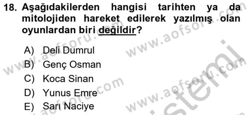 Türk Tiyatrosu Dersi 2016 - 2017 Yılı 3 Ders Sınav Soruları 18. Soru