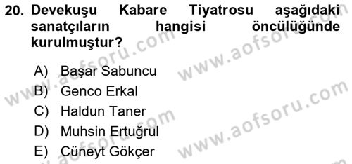 Türk Tiyatrosu Dersi 2016 - 2017 Yılı 3 Ders Sınav Soruları 20. Soru
