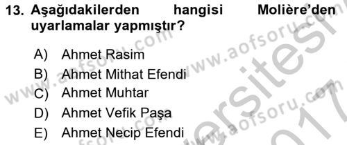 Türk Tiyatrosu Dersi 2016 - 2017 Yılı (Vize) Ara Sınav Soruları 13. Soru