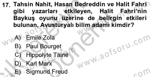 Türk Tiyatrosu Dersi 2016 - 2017 Yılı (Vize) Ara Sınav Soruları 17. Soru
