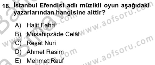 Türk Tiyatrosu Dersi 2016 - 2017 Yılı (Vize) Ara Sınav Soruları 18. Soru