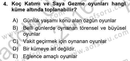 Türk Tiyatrosu Dersi 2016 - 2017 Yılı (Vize) Ara Sınav Soruları 4. Soru