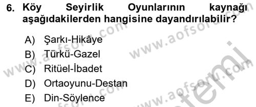 Türk Tiyatrosu Dersi 2016 - 2017 Yılı (Vize) Ara Sınav Soruları 6. Soru