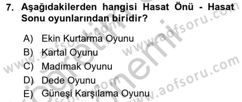 Türk Tiyatrosu Dersi 2016 - 2017 Yılı (Vize) Ara Sınav Soruları 7. Soru