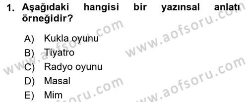 Türk Tiyatrosu Dersi 2016 - 2017 Yılı (Final) Dönem Sonu Sınav Soruları 1. Soru