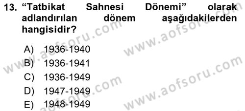 Türk Tiyatrosu Dersi 2016 - 2017 Yılı (Final) Dönem Sonu Sınav Soruları 13. Soru