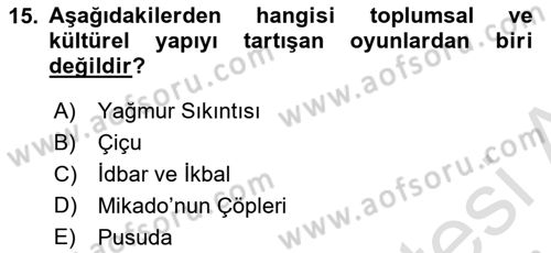 Türk Tiyatrosu Dersi 2016 - 2017 Yılı (Final) Dönem Sonu Sınav Soruları 15. Soru