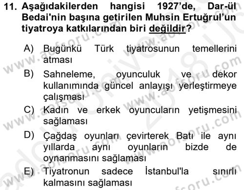 Türk Tiyatrosu Dersi 2017 - 2018 Yılı 3 Ders Sınav Soruları 11. Soru