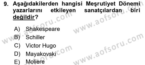 Türk Tiyatrosu Dersi 2017 - 2018 Yılı 3 Ders Sınav Soruları 9. Soru