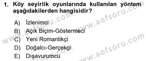 Türk Tiyatrosu Dersi 2017 - 2018 Yılı (Vize) Ara Sınav Soruları 1. Soru
