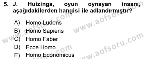 Türk Tiyatrosu Dersi 2017 - 2018 Yılı (Vize) Ara Sınav Soruları 5. Soru